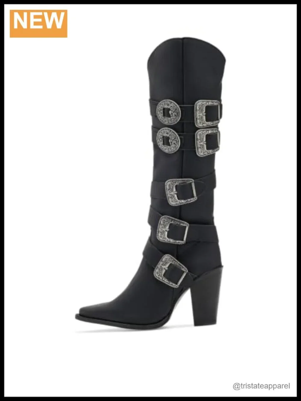 Women's Western Boots Leather Over The Knee High Heel Zip Casual